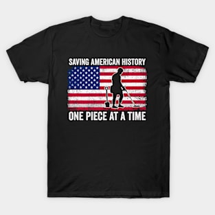 Metal Detecting USA Funny Metal Detector American Flag T-Shirt